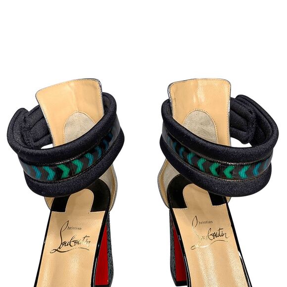 Christian Louboutin Tennis Elbow 85 PVC Ankle Strap Sandal Heels EU 36.5 US 6.5 - Picture 3 of 11